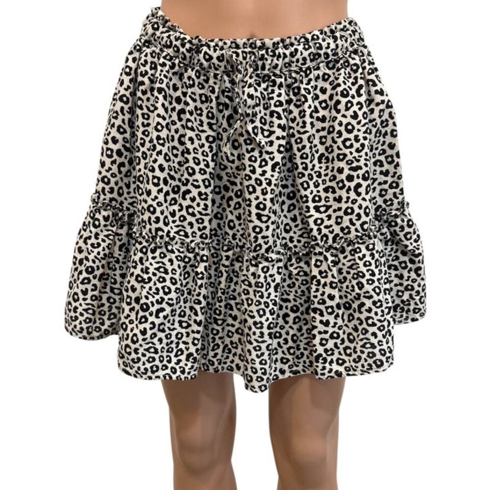 Seed Teen 16 animal print ruffle linen blend skirt SK 2783